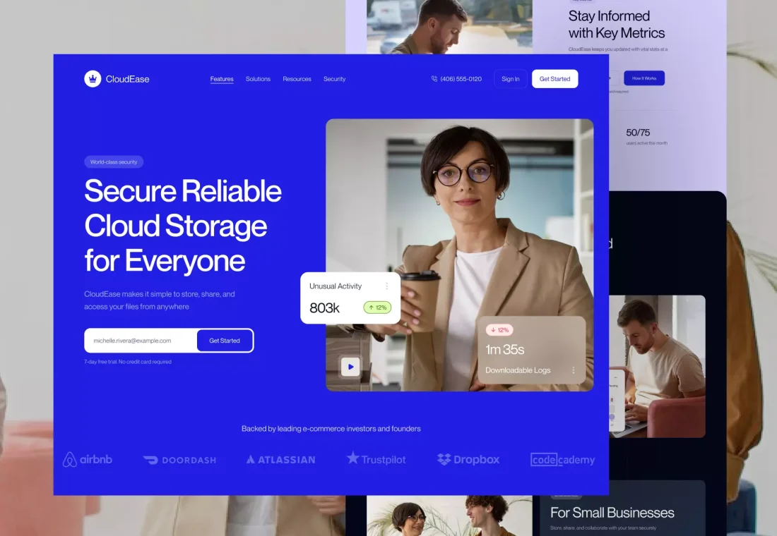 CloudEase — Secure Cloud Storage for Every User by 58UI Design Studio