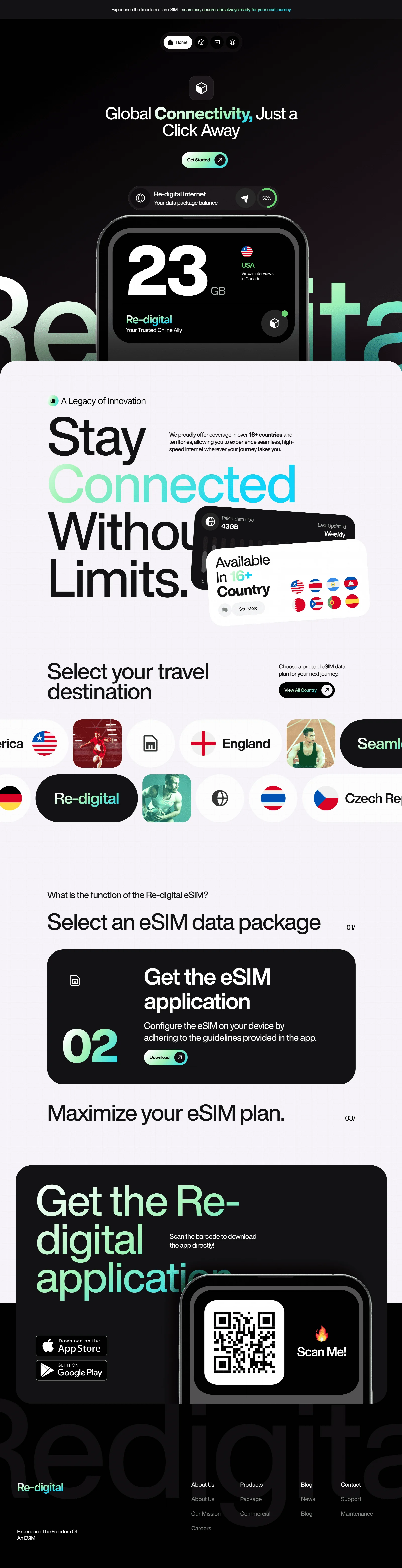 Re-digital eSIM 平台官网设计与品牌体验构建