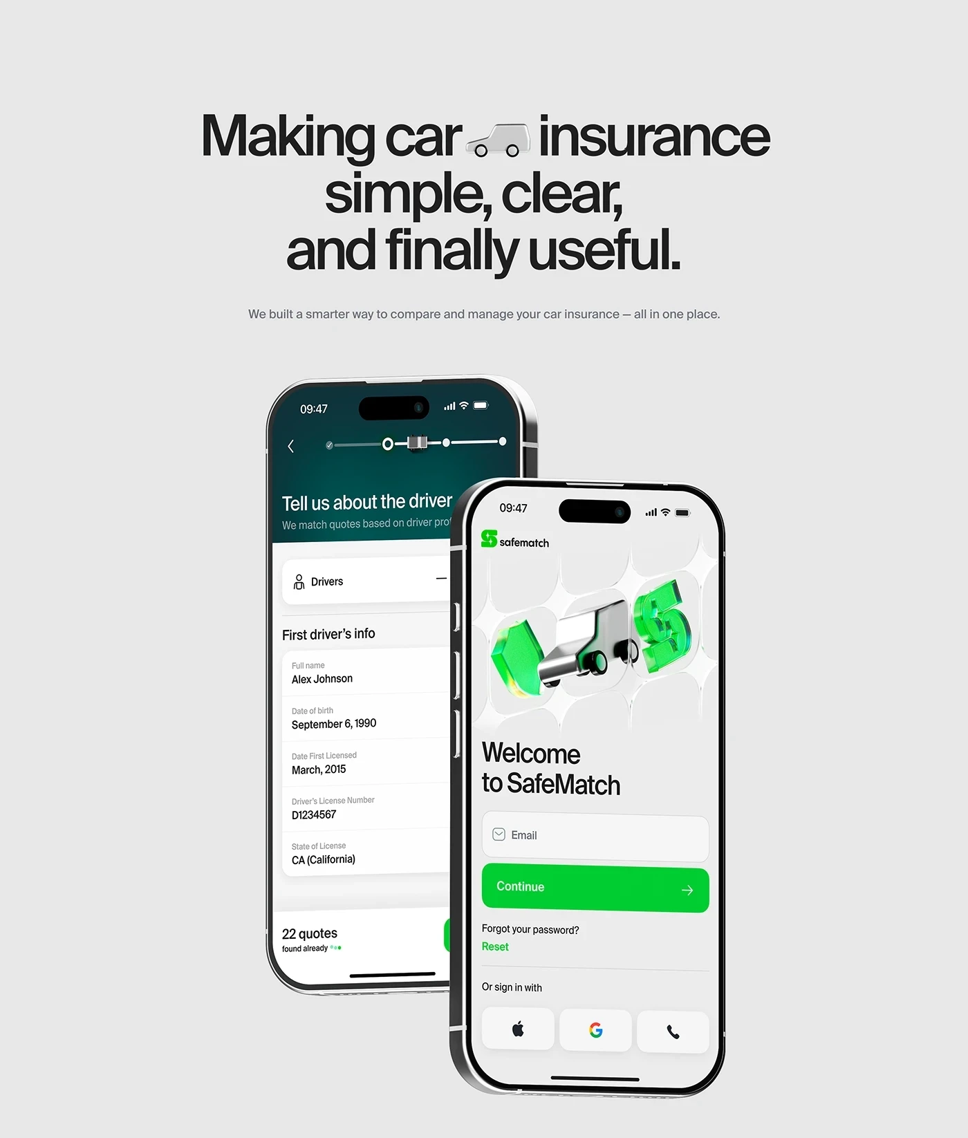SafeMatch — Rethinking the Car Insurance Journey by 58UI Design Studio