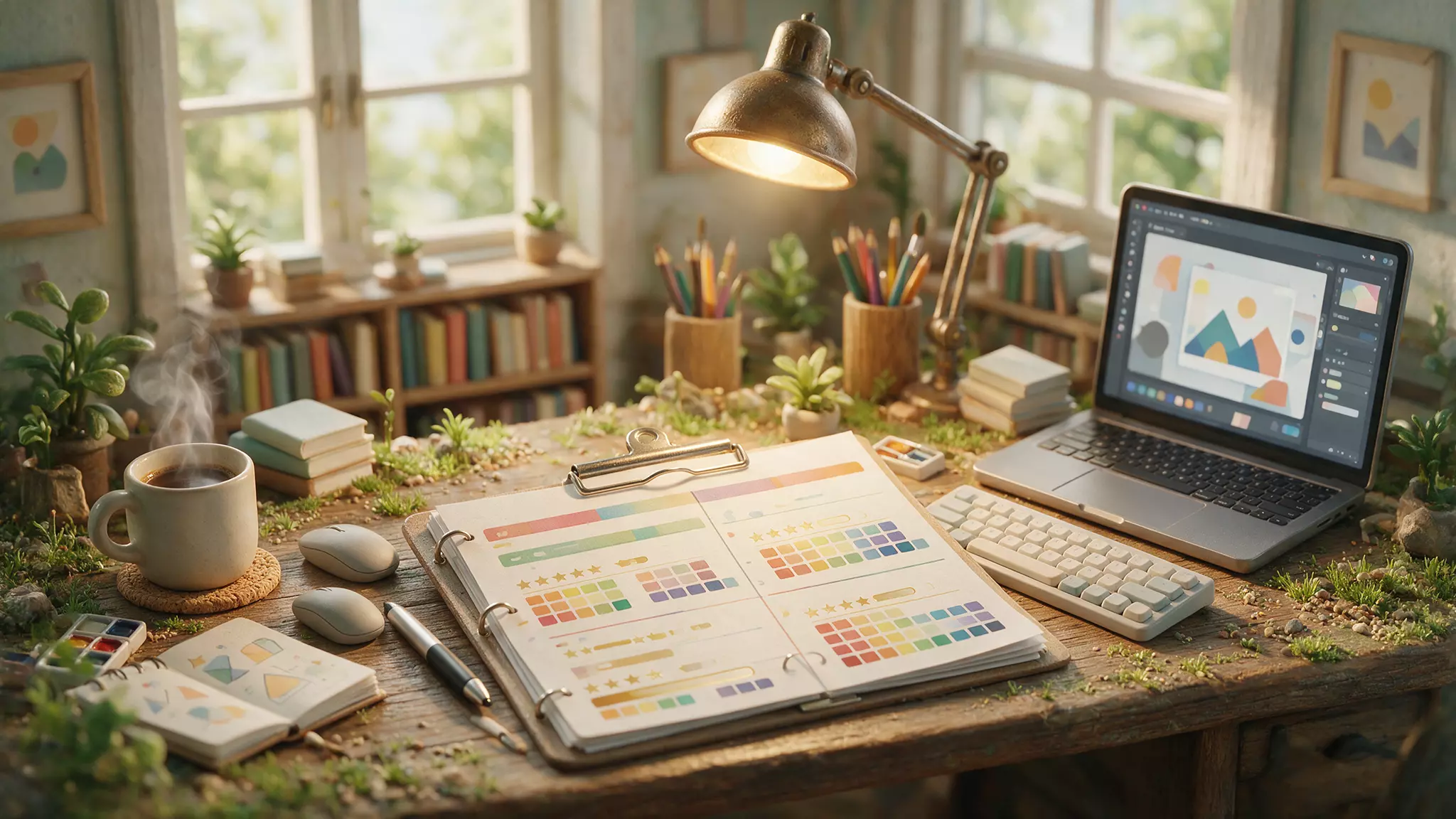 A task-based scorecard comparing several AI design tools across evaluation criteria
