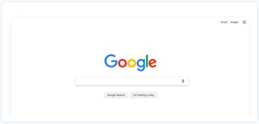 Google 搜索页面首页(只放置必要的搜索框,占据视觉中心位)