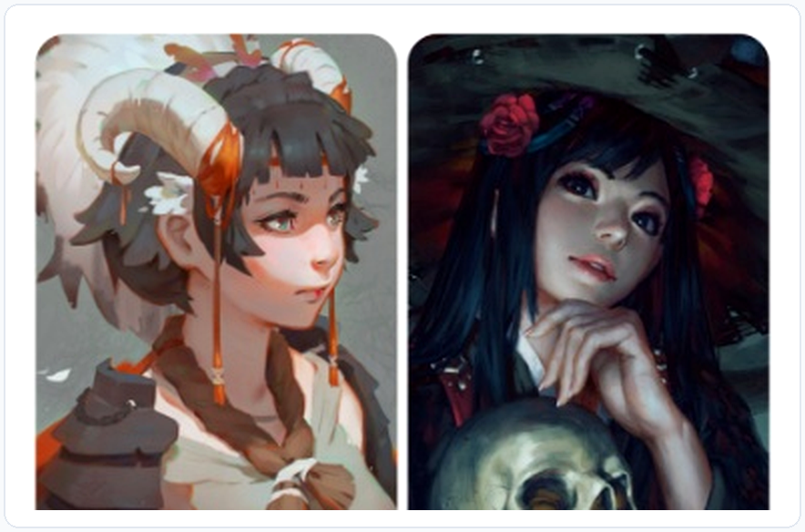 插画光线传达气氛对比（左：左上方自然光源显得温暖真实；右：由下而上底光营造神秘恐怖感）